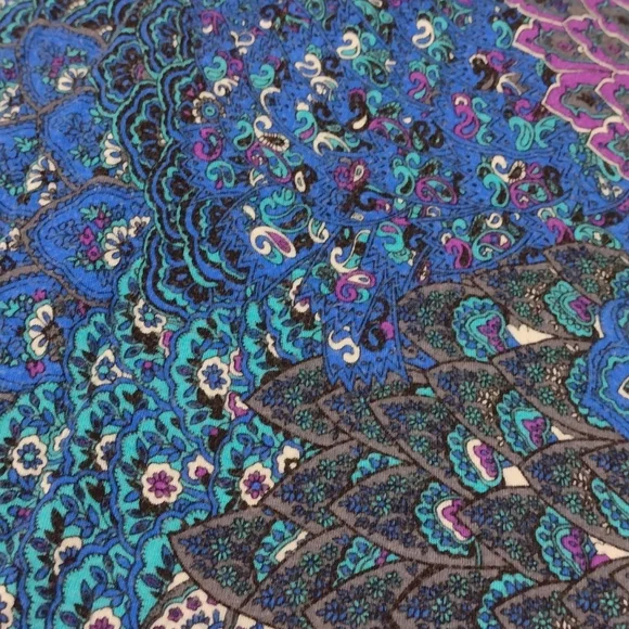 Beautiful peacock feathers tunic top/dress, sz med - Picture 15 of 16